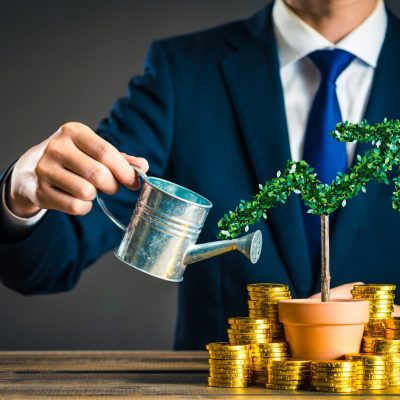 Businessmen with plants